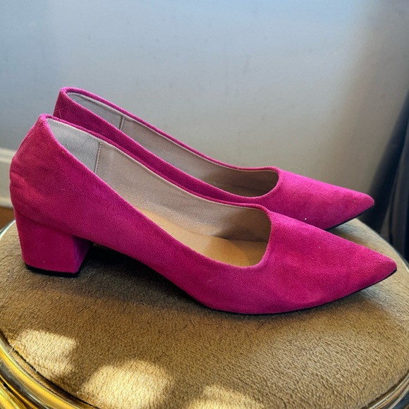 EUC No Brand Fuchsia Suede Pointy-Toe Pumps - 2” heel - Picture 2 of 7